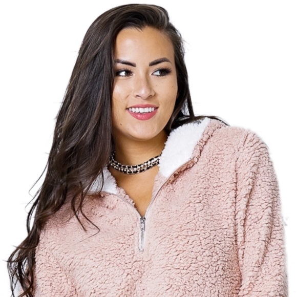 5⭐️Amazingly SOFT Zip Up Blush Sherpa Hoodie - Picture 4 of 8
